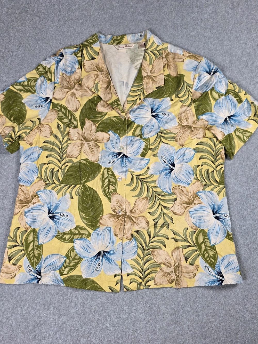 Tommy Bahama Yellow Tropical Floral Camp Shirt